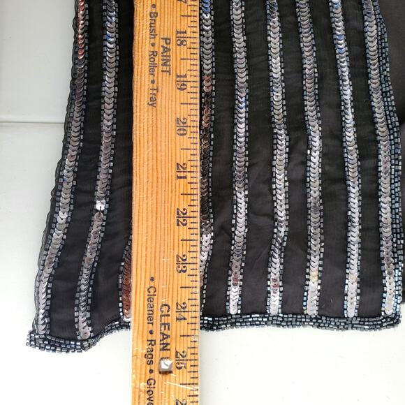 VTG 80S Black Silver Sequin Beaded Jacket Blazer MP NYE Cocktail Party Event - Picture 8 of 12